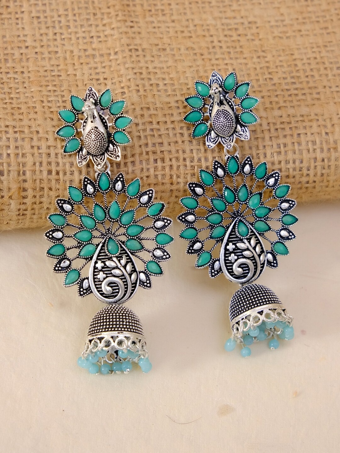 

Crunchy Fashion Blue Peacock Shaped Drop Earrings
