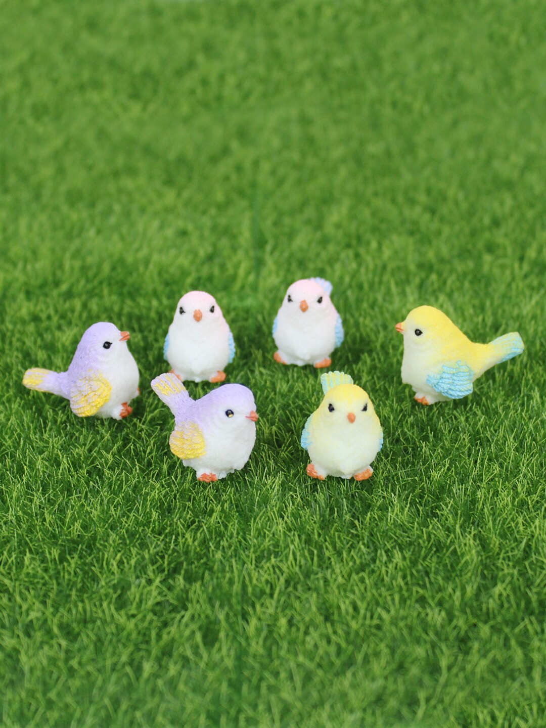 

Wonderland Set Of 6 Small Bird Miniature Garden Accessories, Yellow