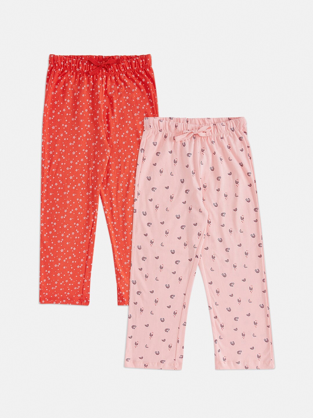 

Pantaloons Junior Girls Pack Of 2 Red & Pink Printed Capris