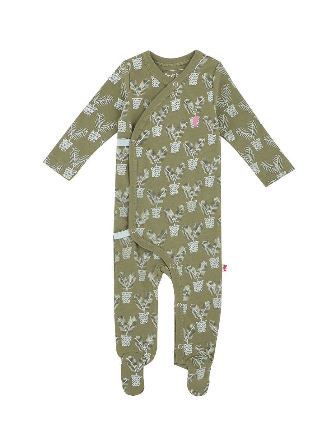 

First Kick Unisex kids Olive Kimono Footie Bodysuit