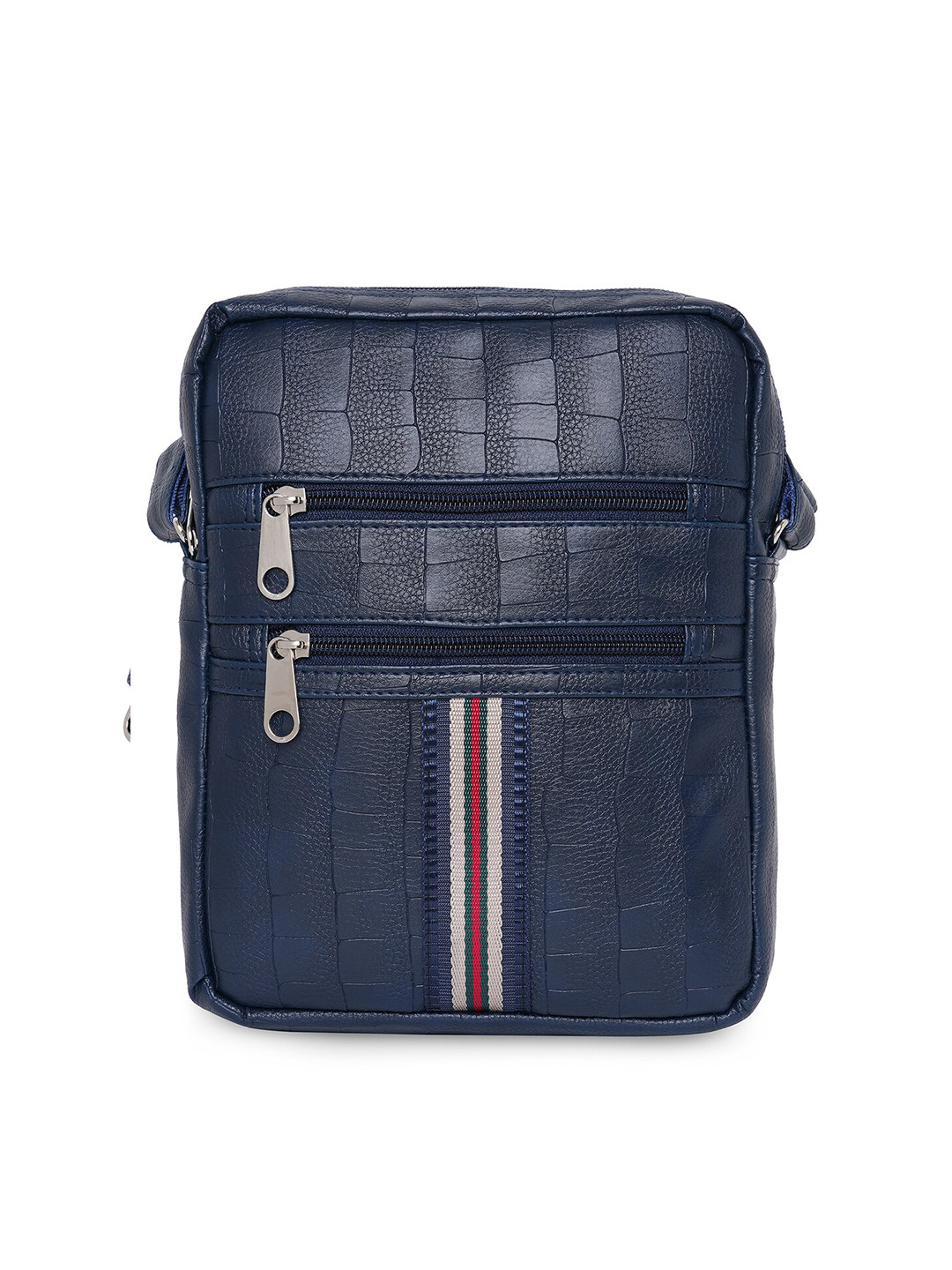 

MBOSS Unisex Navy Blue & Red Textured Messenger Bag