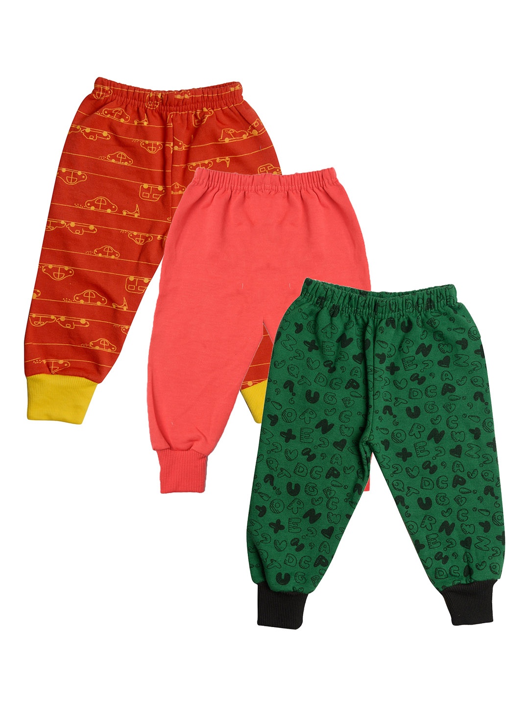 

TINY HUG Boys Pack Of 3 Regular-Fit Cotton Joggers, Green