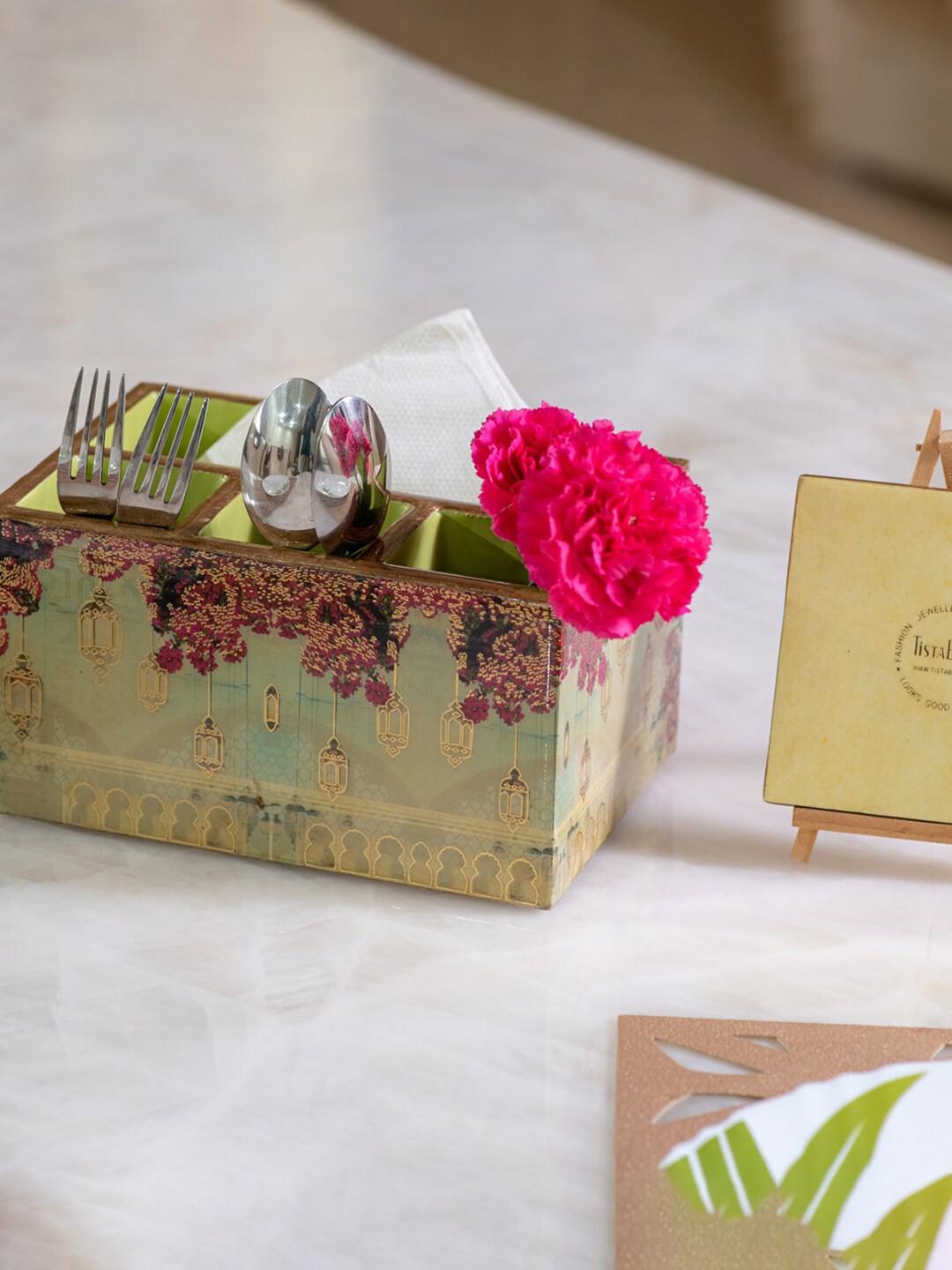 

Tistabene Beige & Yellow Printed Botanica Organizer
