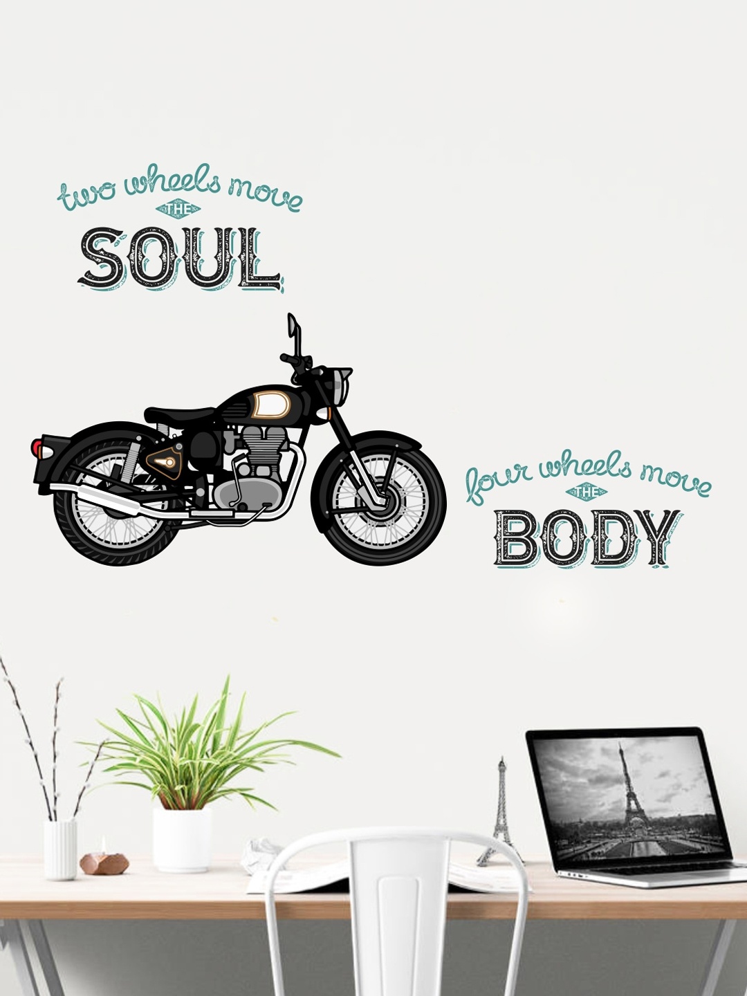 

decal O decal Kids Black & Blue Bullet Two wheeler Royal Enfield Quotes Wall Sticker