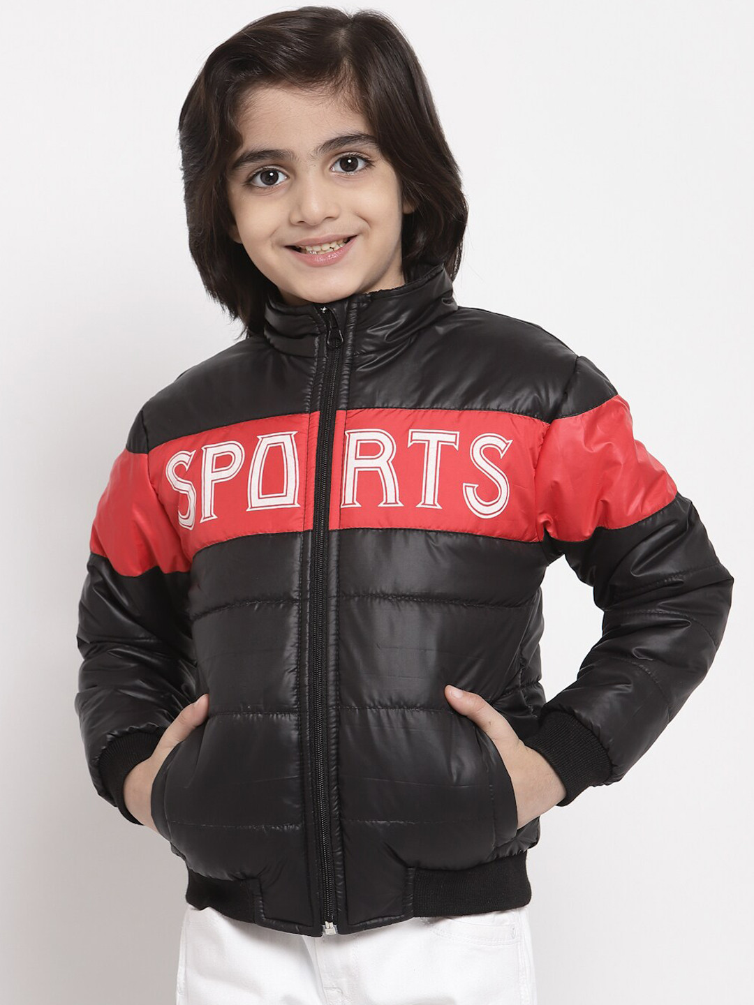 

NYNSH Boys Black & Red Typography Puffer Jacket