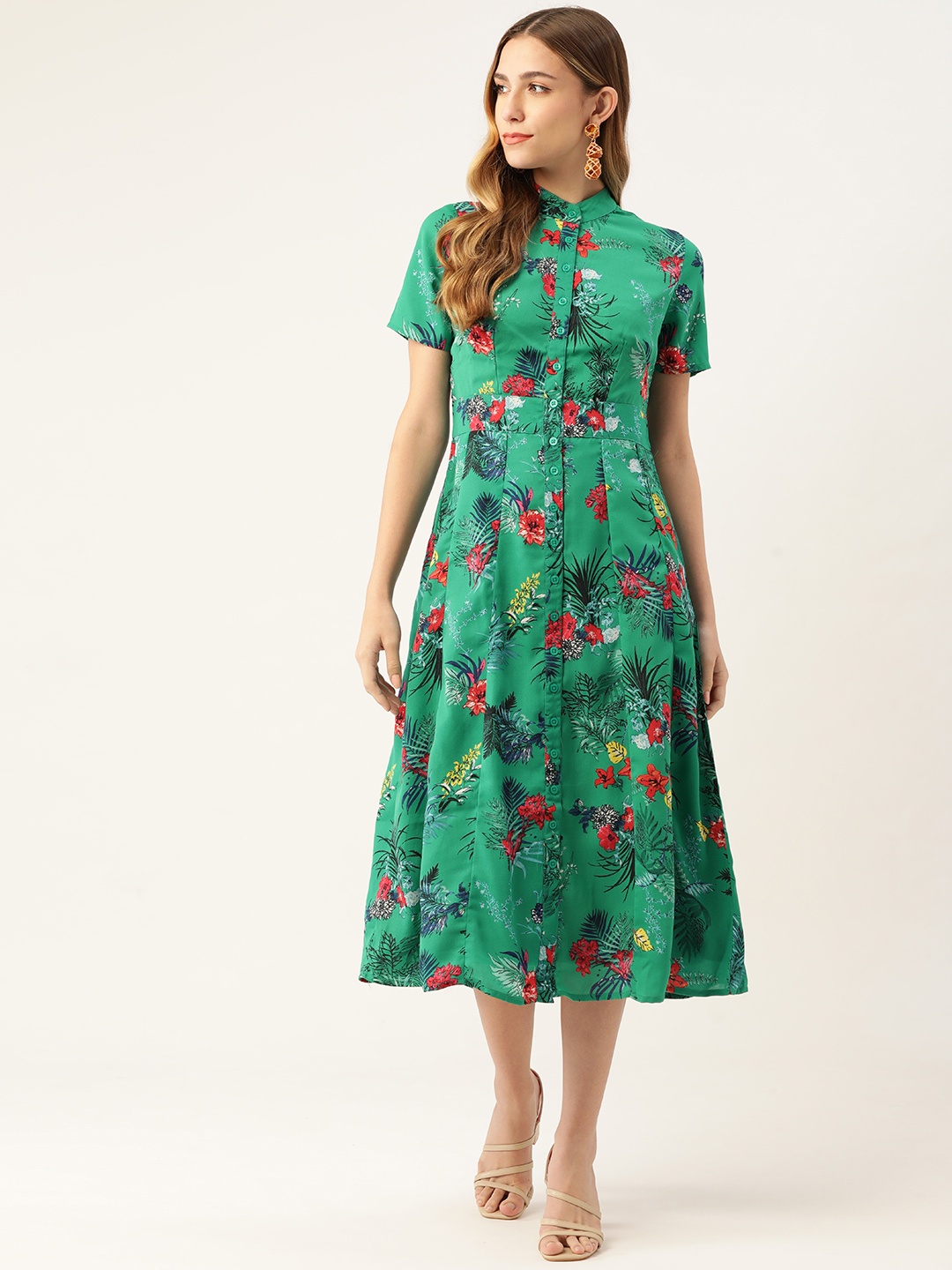 

Magnetic Designs Green Floral Crepe Midi Dress