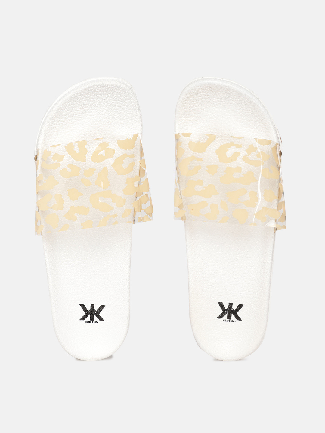 

Kook N Keech Women Beige & White Leopard Print Sliders