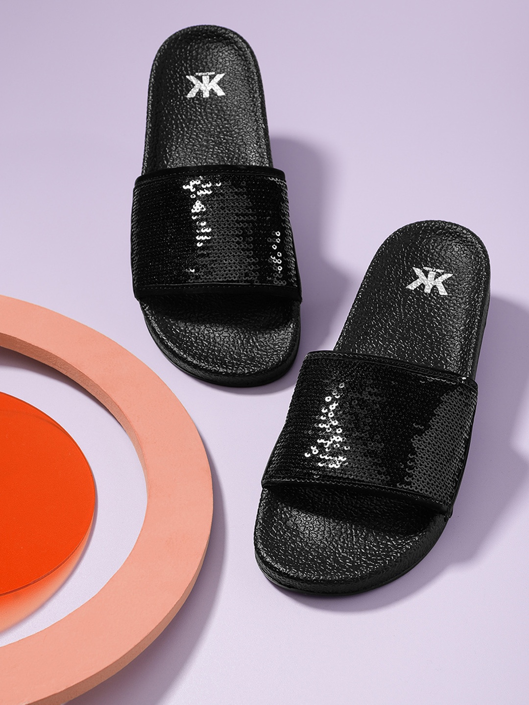 

Kook N Keech Women Black Sequinned Sliders