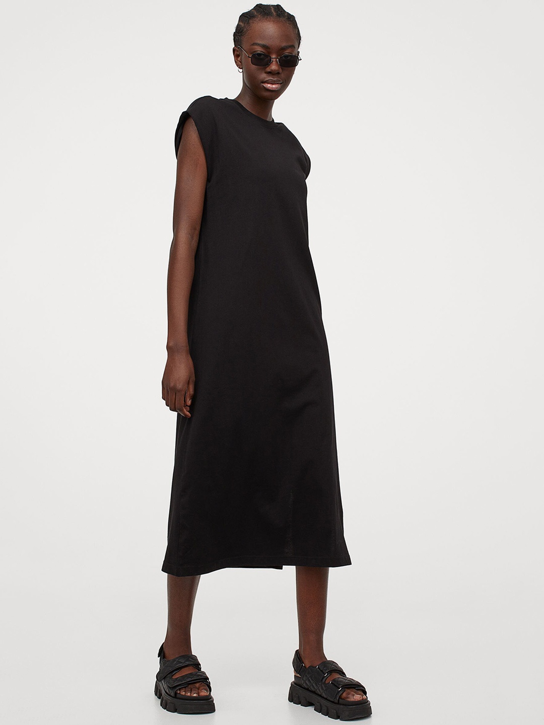 

H&M Women Black Sleeveless Cotton Dress