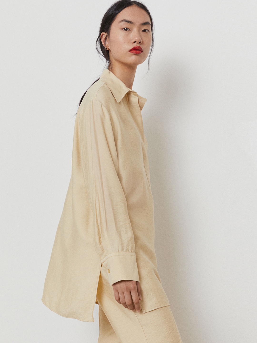 

H&M Women Beige Long Shirt