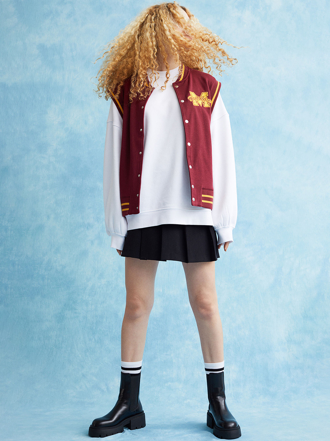 

H&M Women Red Varsity Gilet