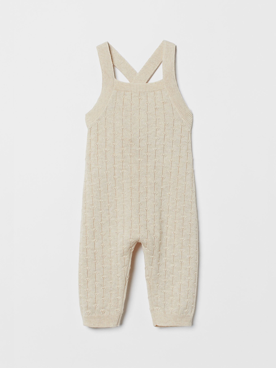 

H&M Girls Beige Pattern-Knit Dungarees