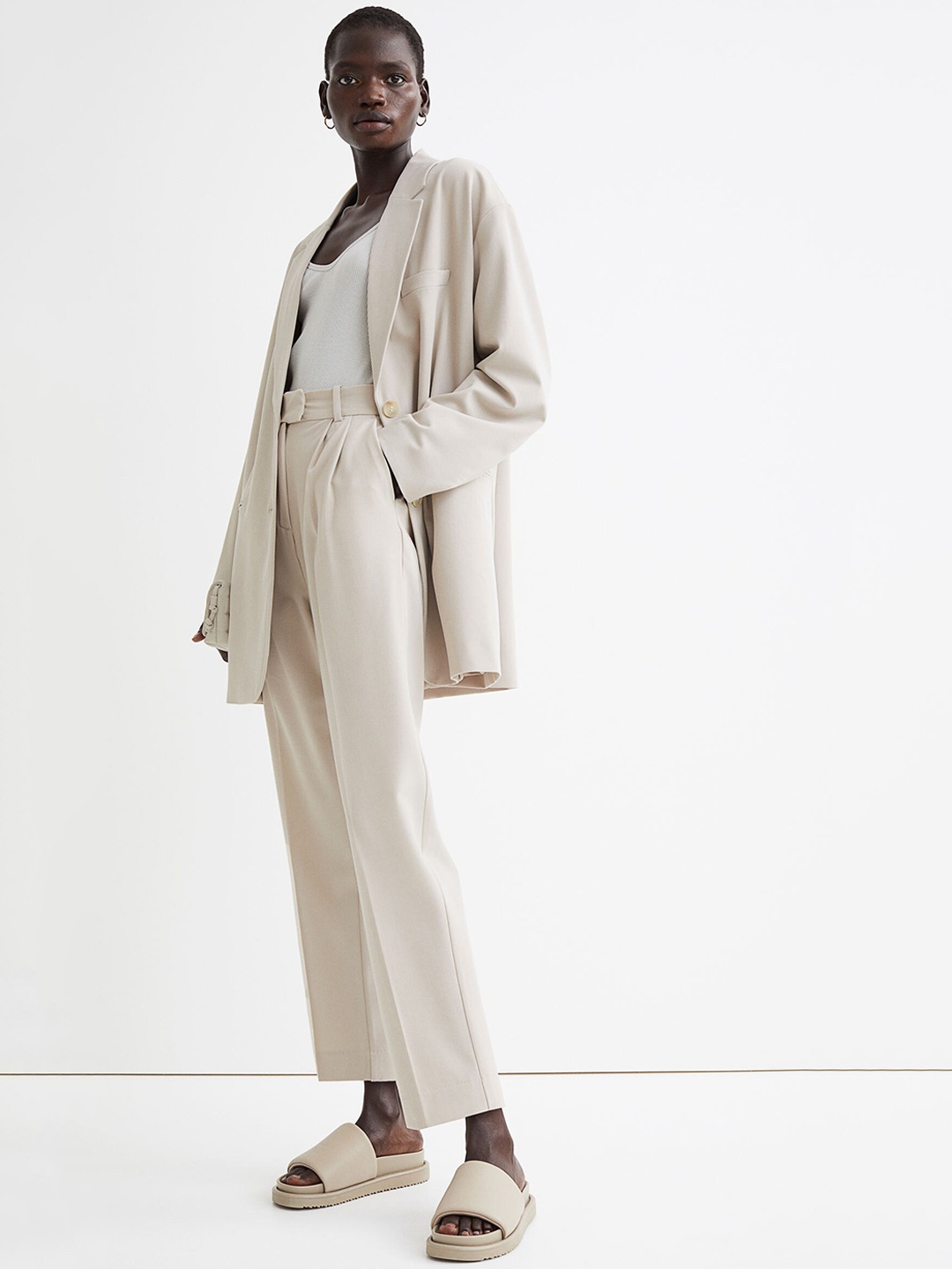 

H&M Women Beige Ankle-Length Trousers