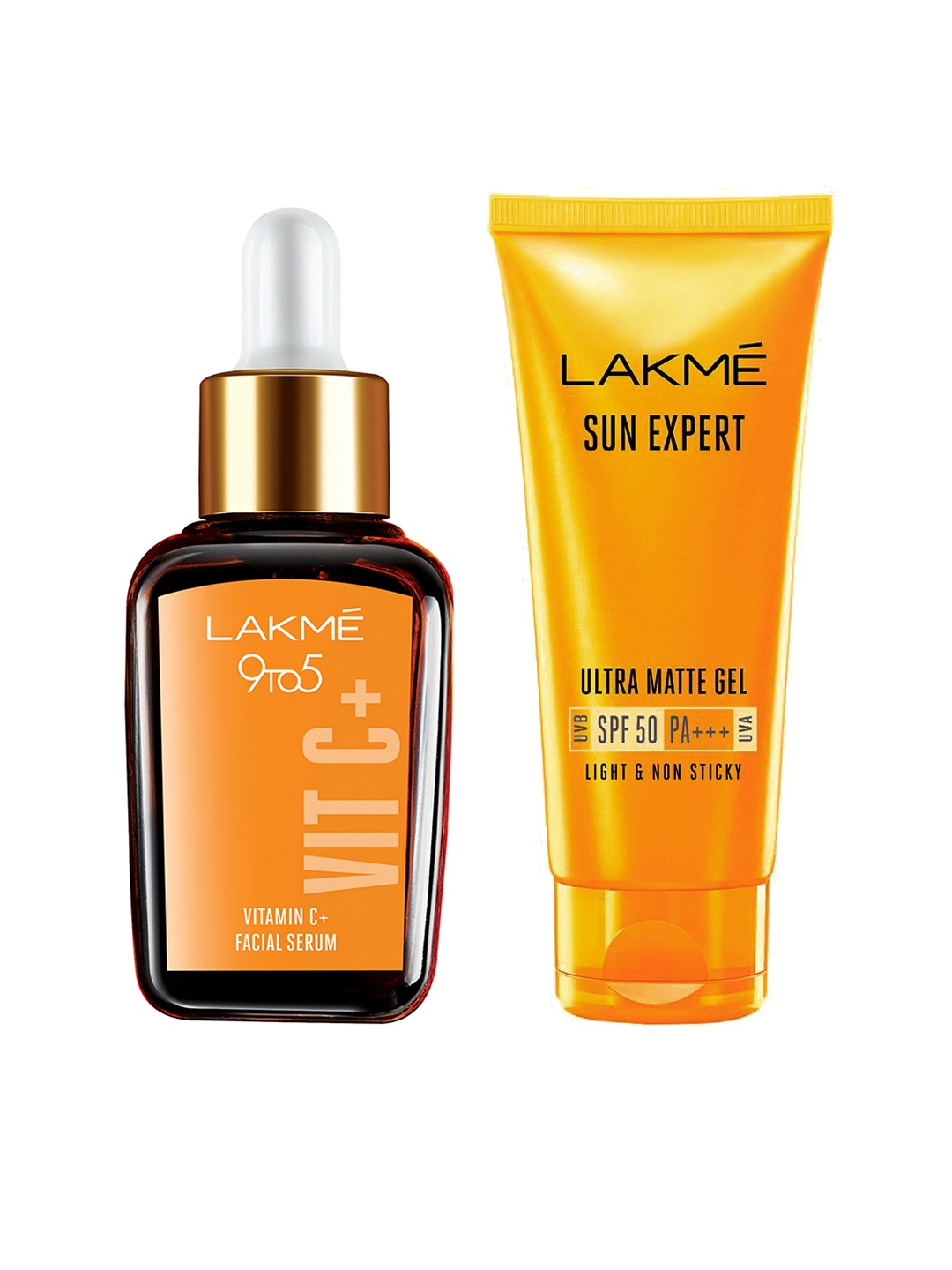 

Lakme Set of Sun Expert SPF 50 Ultra Matte Gel Sunscreen & Vitamin C+ Serum, Orange
