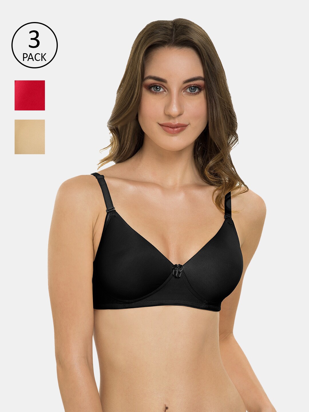 

Tweens Pack Of 3 Black & Red Lightly Padded T-shirt Bra