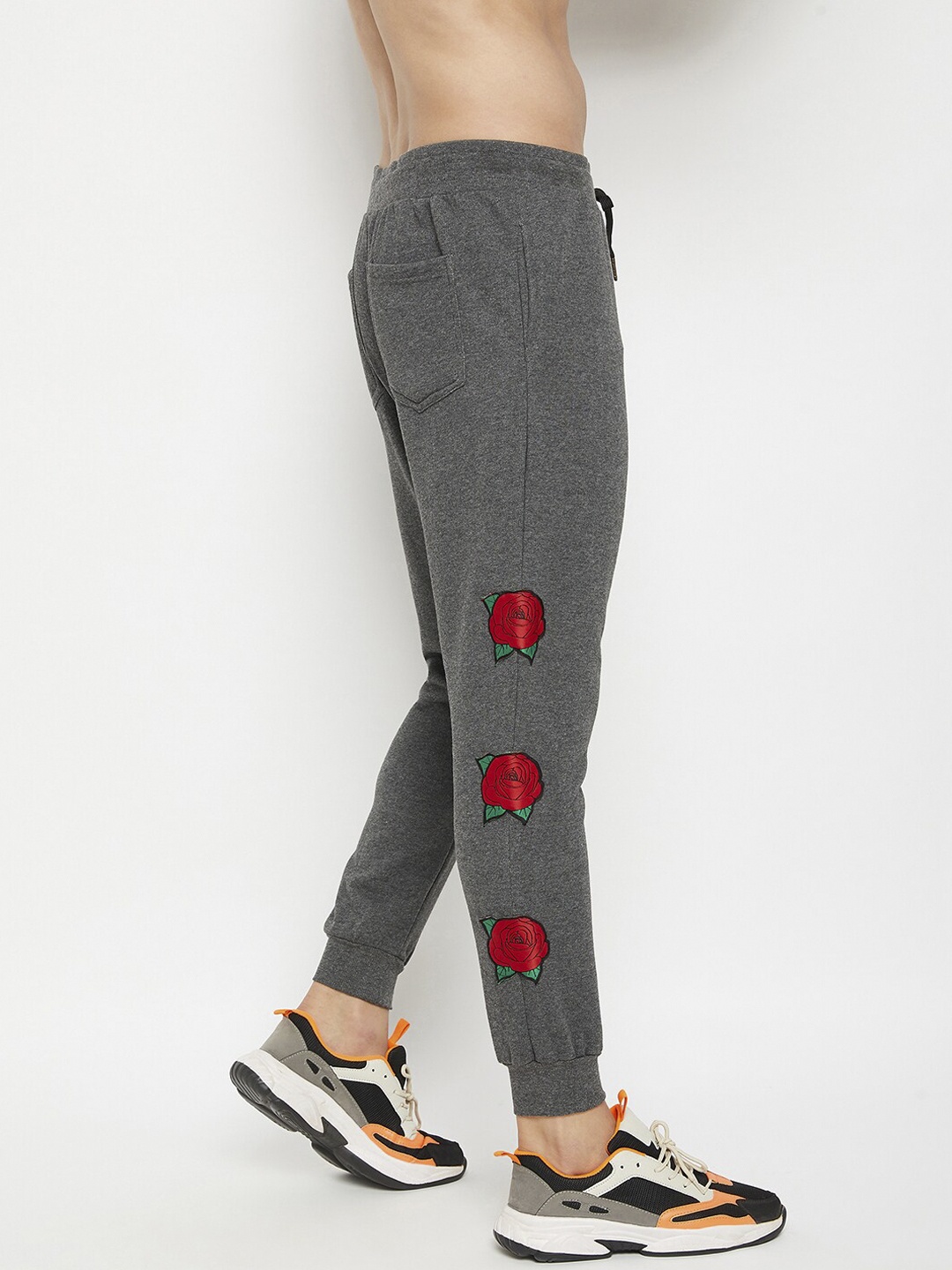 

FUGAZEE Men Charcoal Grey Solid Oversized-Fit Pure Cotton Joggers