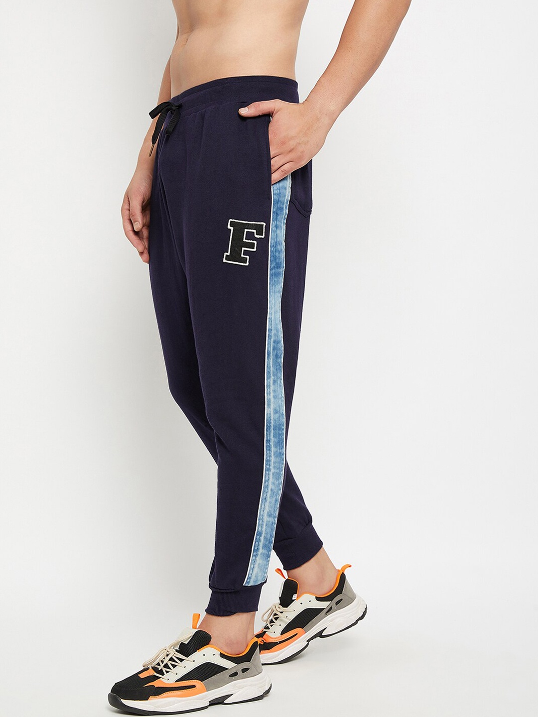 

FUGAZEE Men Navy Blue Solid Oversized-Fit Pure Cotton Joggers