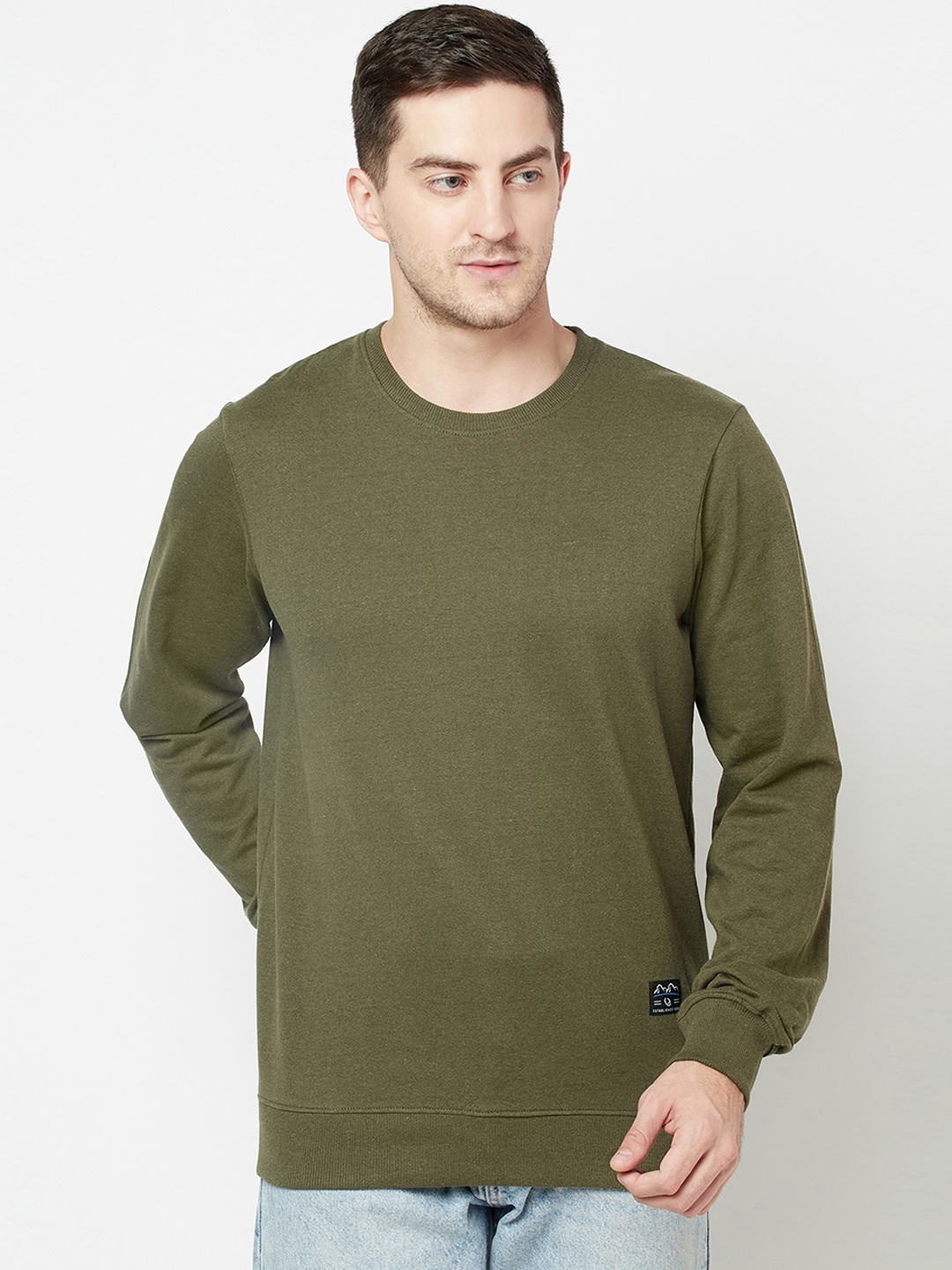 

ELEGANCE Men Olive Green Sweatshirt