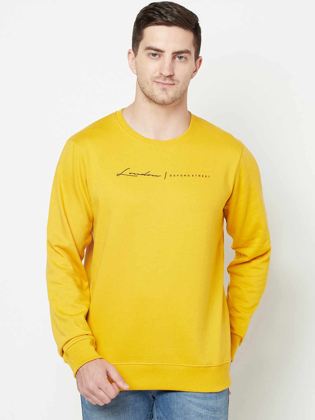 

ELEGANCE Men Mustard & Black Printed Sweatshirt