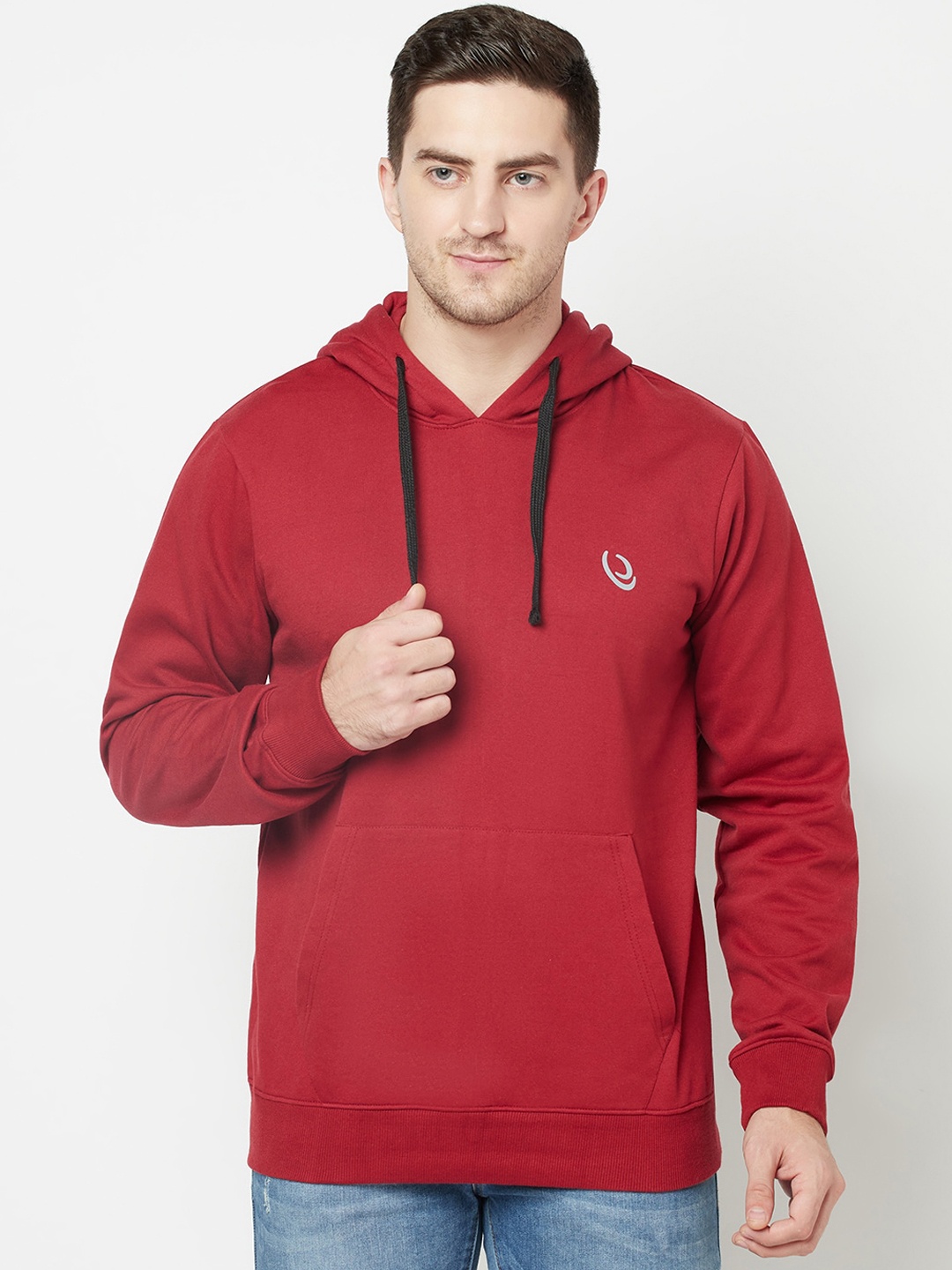 

ELEGANCE Men Red Hooded Sweatshirt