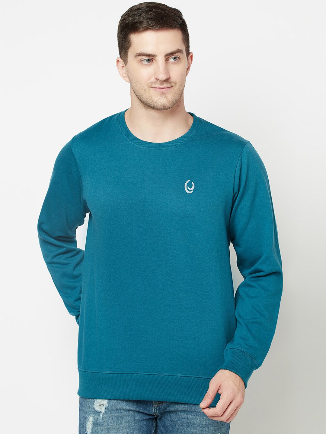 

ELEGANCE Men Teal Blue Sweatshirt