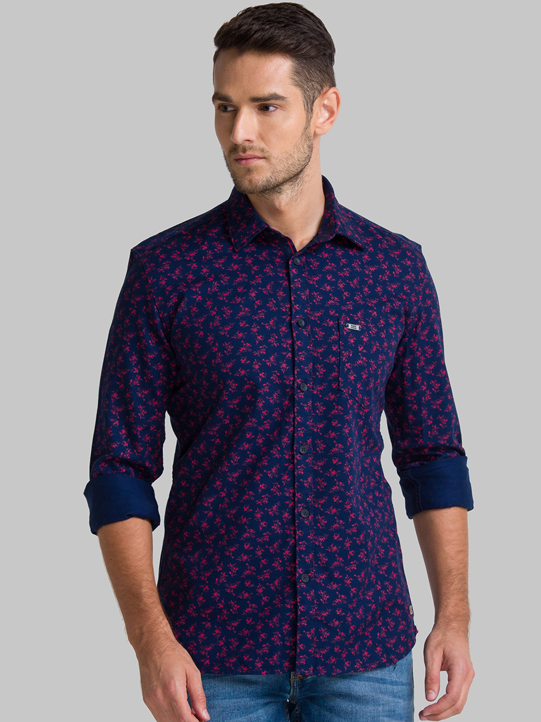 

Parx Men Blue Floral Printed Slim Fit Casual Shirt
