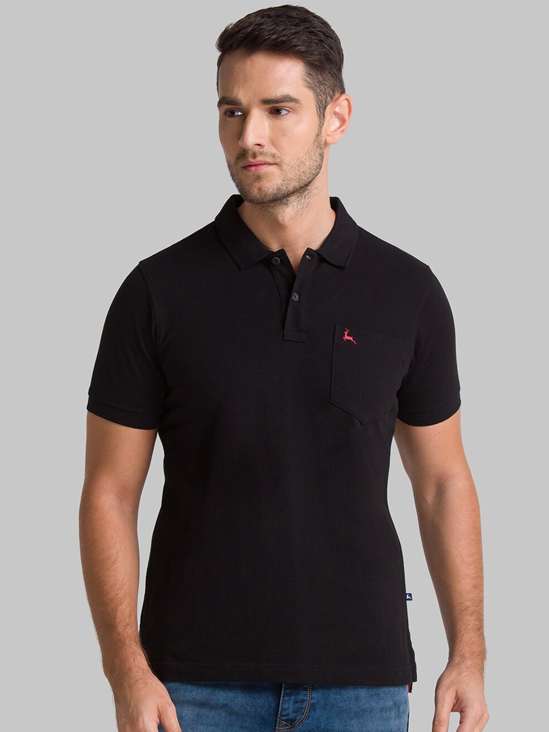 

Parx Men Black Polo Collar T-shirt