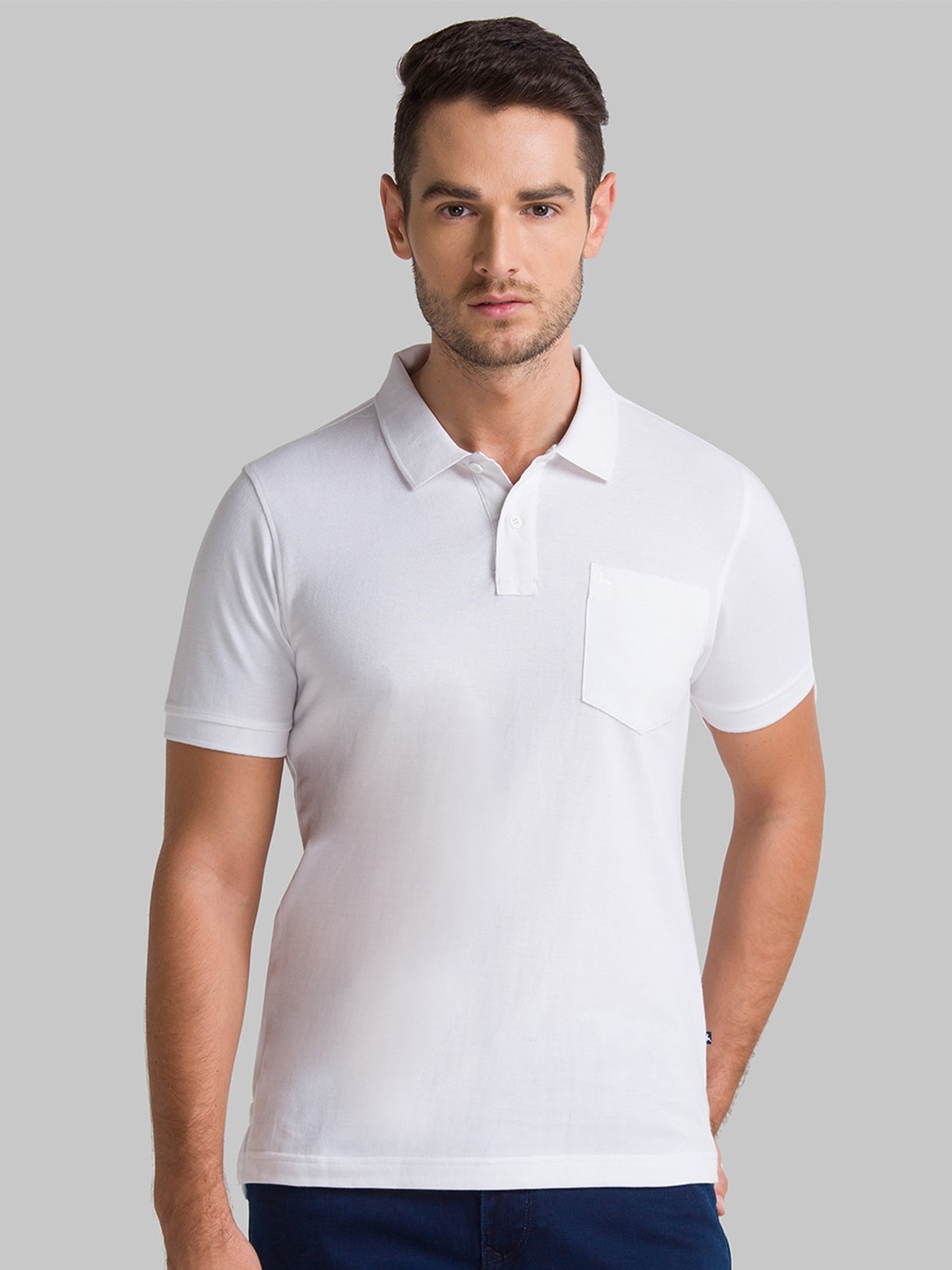 

Parx Men White Polo Collar Cotton T-shirt
