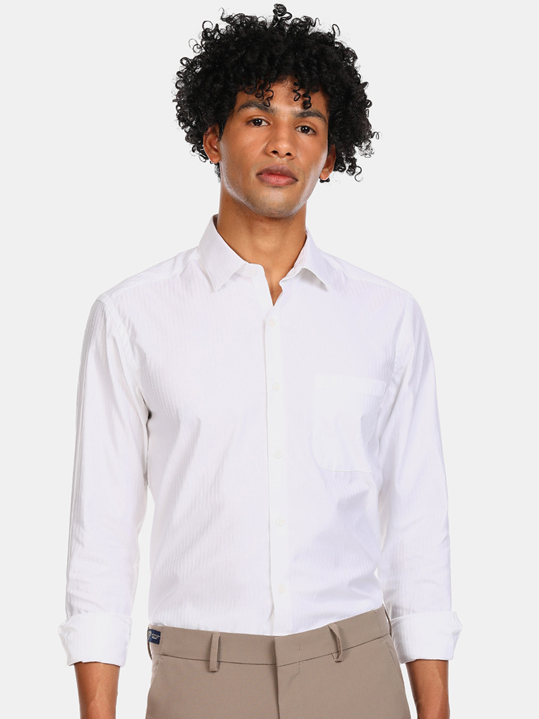 

Arrow Men White Opaque Striped Casual Shirt