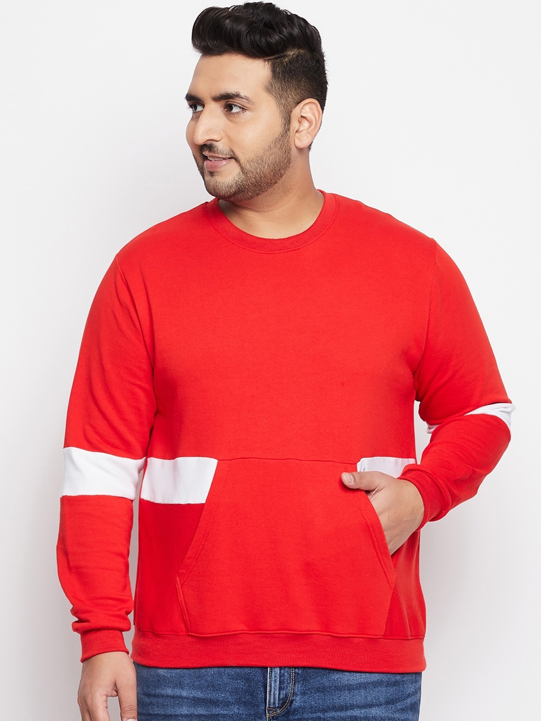

bigbanana Men Red Colourblocked Sweatshirt
