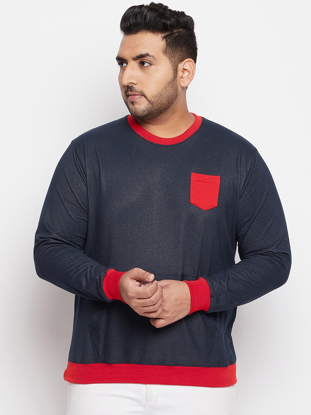 

bigbanana Men Navy Blue Cotton Sweatshirt