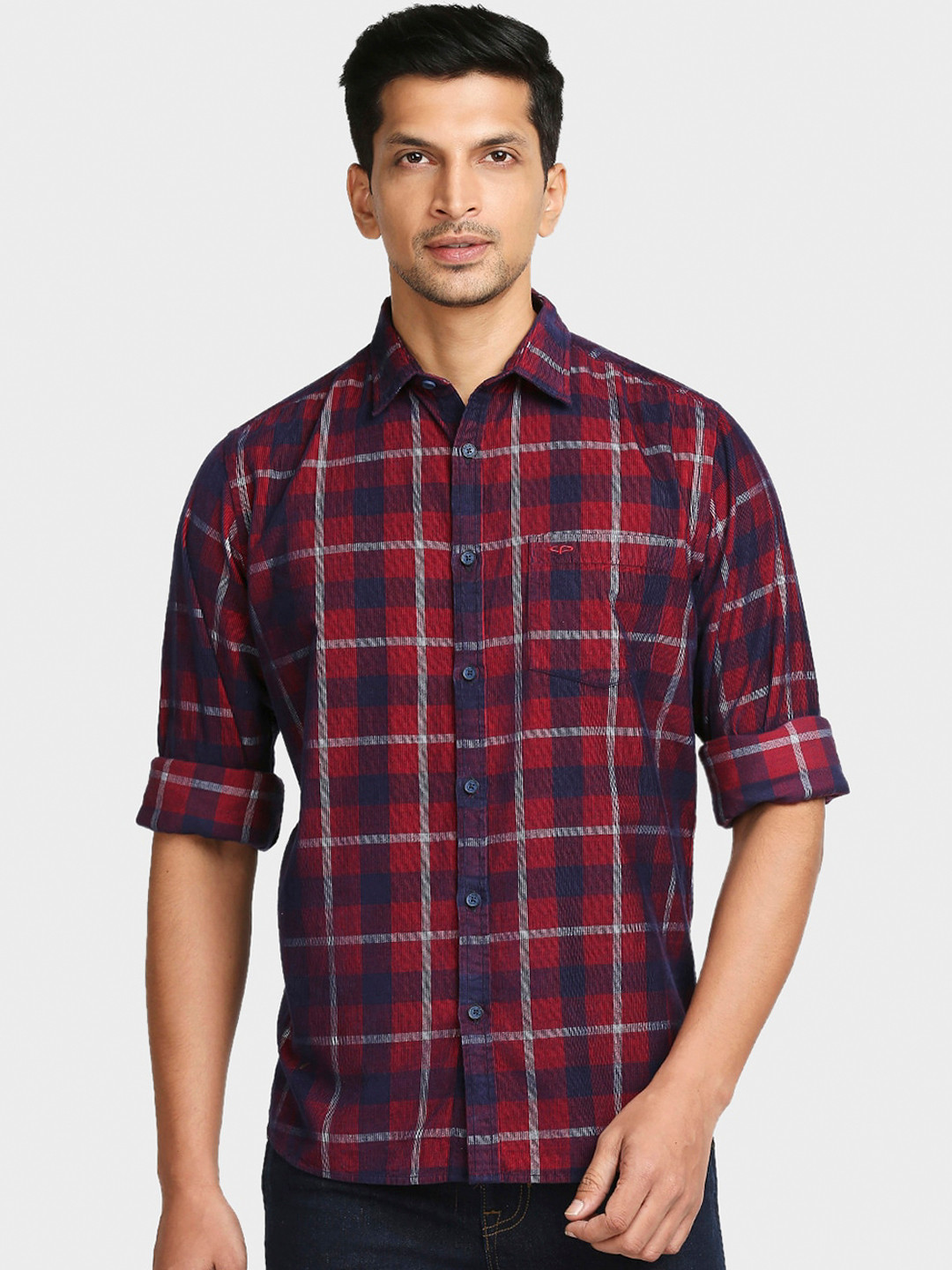 

ColorPlus Men Maroon Checked Tailored Fit Casual Shirt