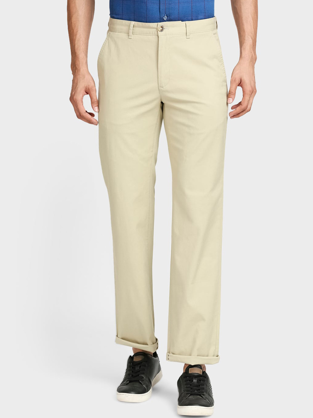 

ColorPlus Men Cream-Coloured Solid Regular Fit Chinos