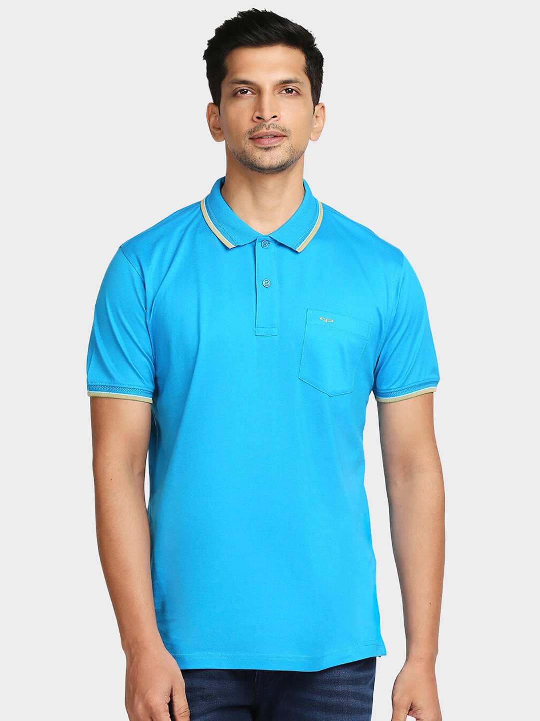 

ColorPlus Men Blue Solid Polo Collar T-shirt
