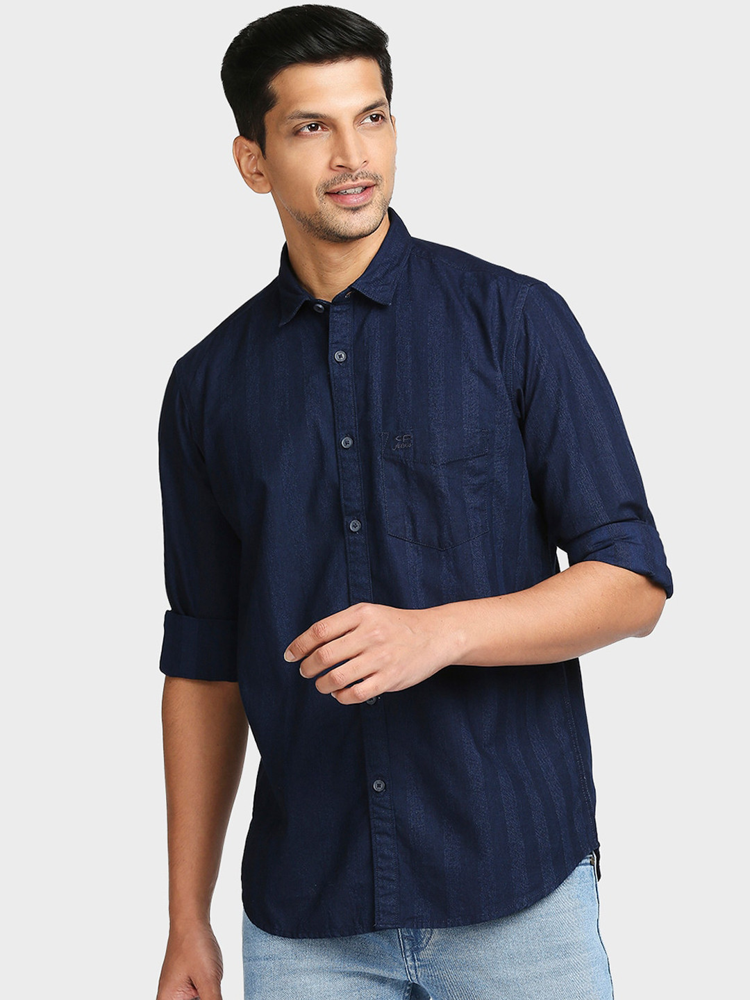 

ColorPlus Men Blue Tailored Fit Opaque Casual Shirt