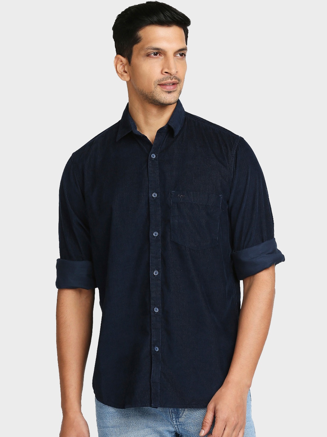 

ColorPlus Men Blue Tailored Fit Opaque Casual Shirt