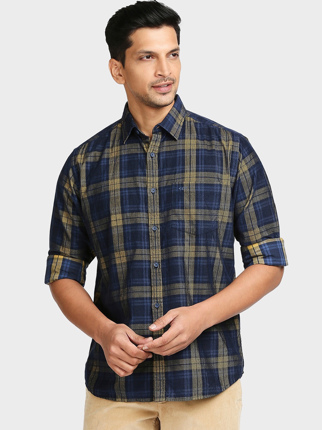 

ColorPlus Men Blue Tartan Checks Tailored Fit Casual Shirt