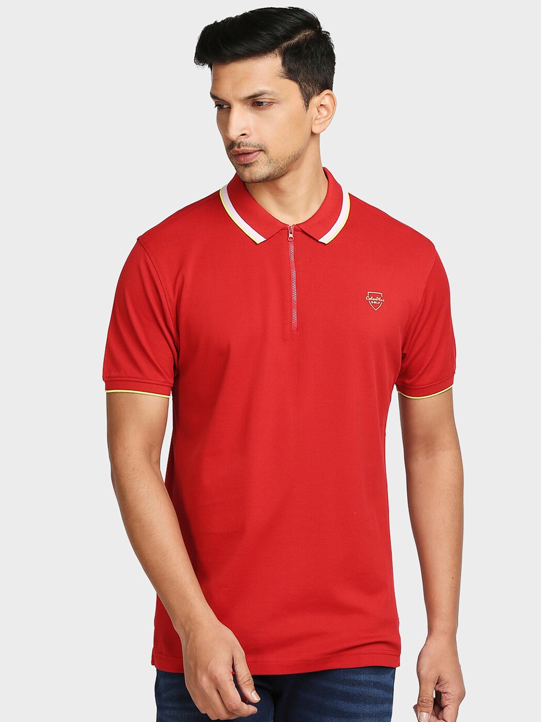 

ColorPlus Men Red Polo Collar T-shirt