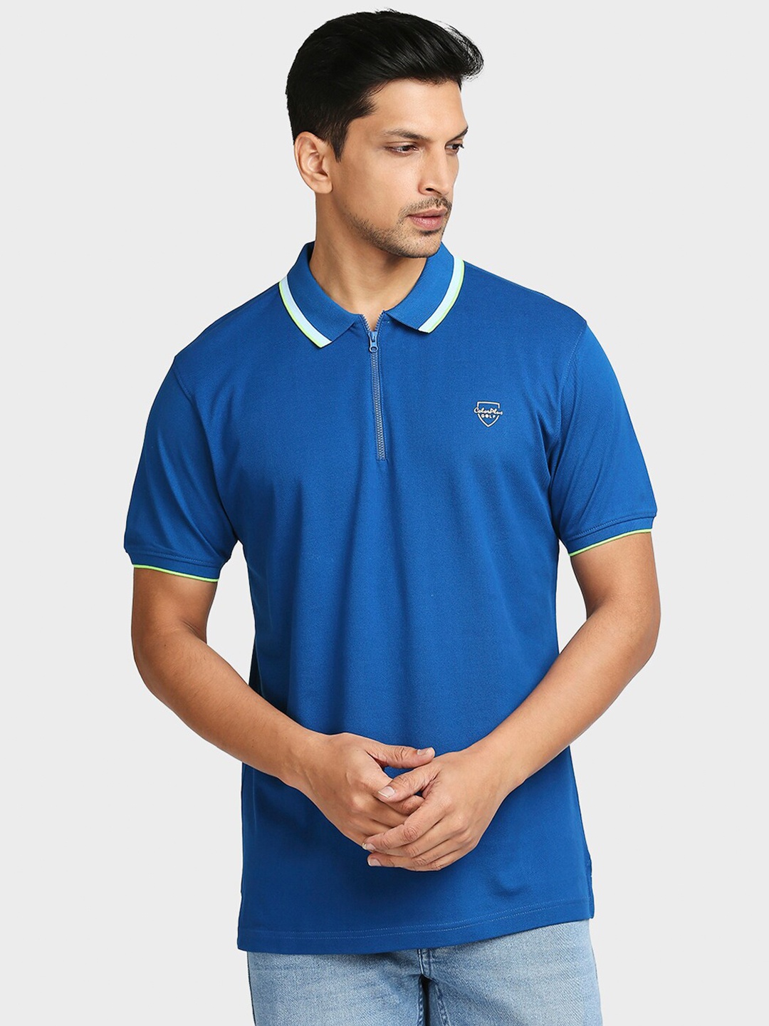 

ColorPlus Men Blue Polo Collar T-shirt