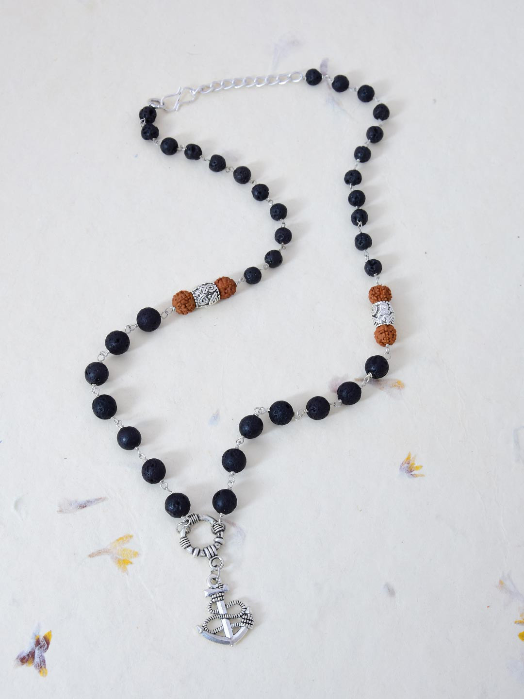 

Tistabene Men Silver-Plated & Black SNecklace