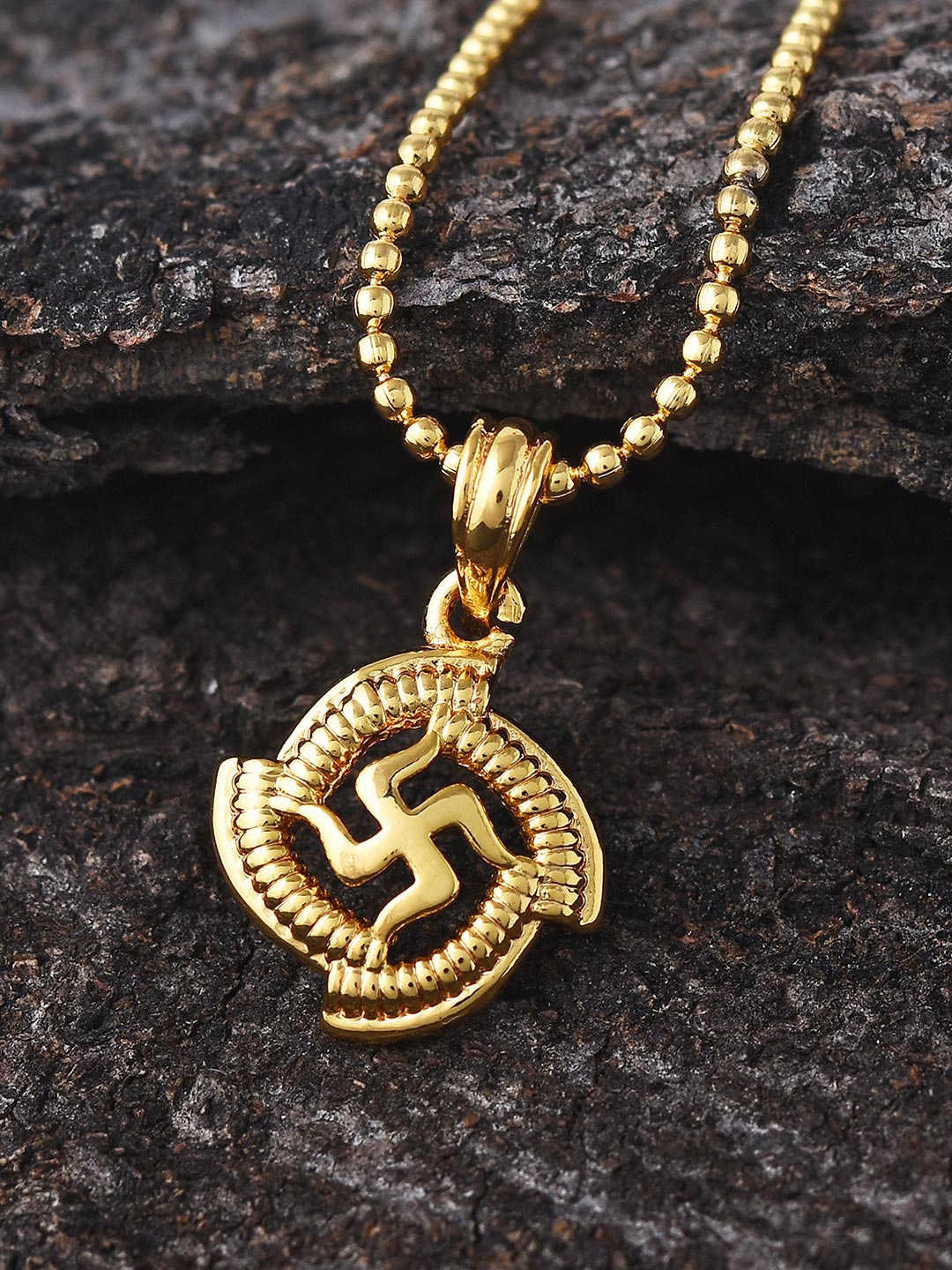 

Tistabene Gold-Plated Swastik Pendant With Chain