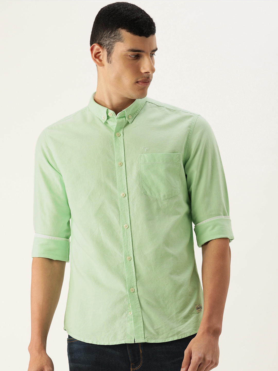 

Flying Machine Men Green Slim Fit Opaque Casual Shirt