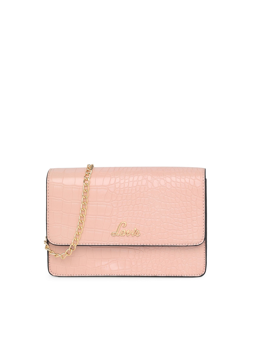 

Lavie Pink Animal Textured KROMA Structured Sling Bag