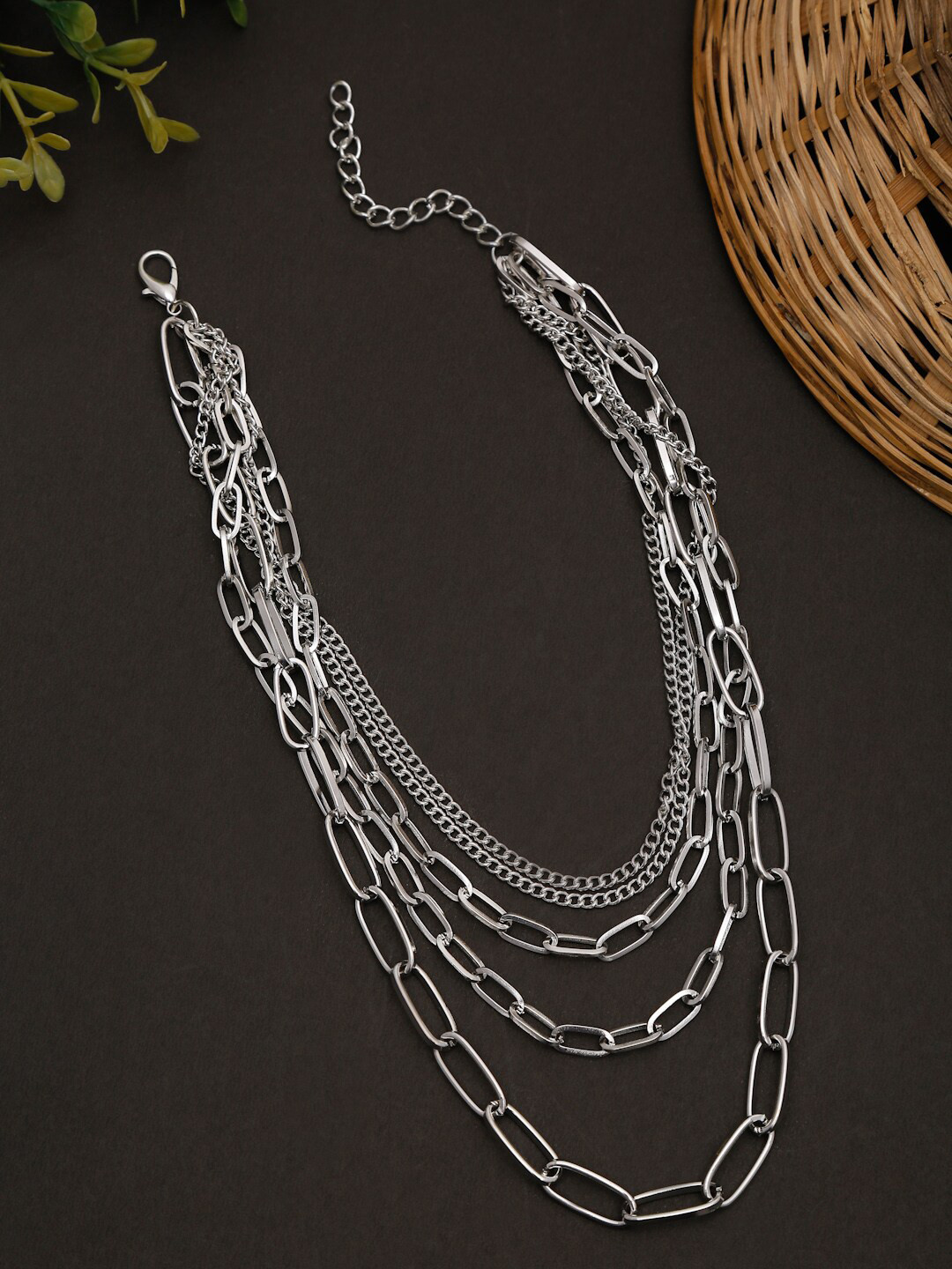 

Celena Cole Silver-Toned Silver-Plated Layered Necklace