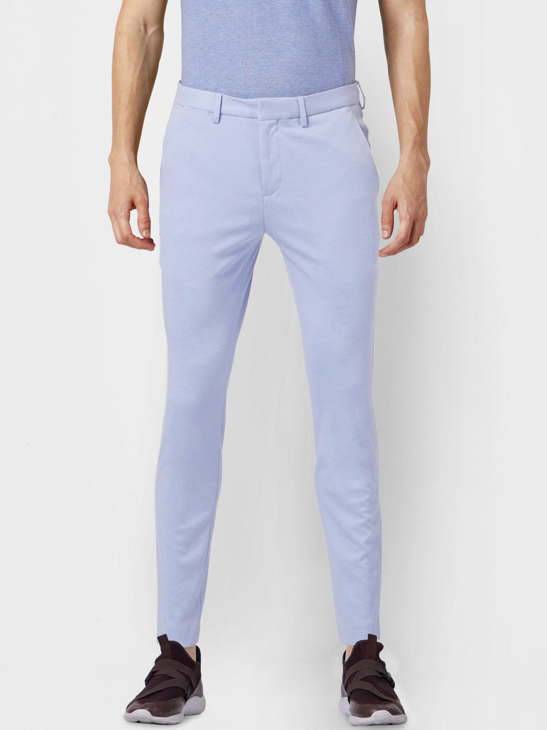 

Jack & Jones Men Blue Solid Slim Fit Formal Trousers