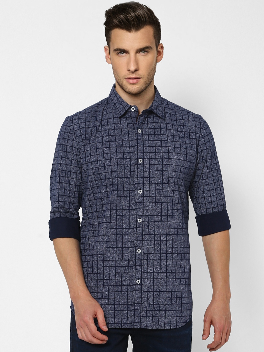 

Jack & Jones Men Blue Slim Fit Checked Cotton Casual Shirt