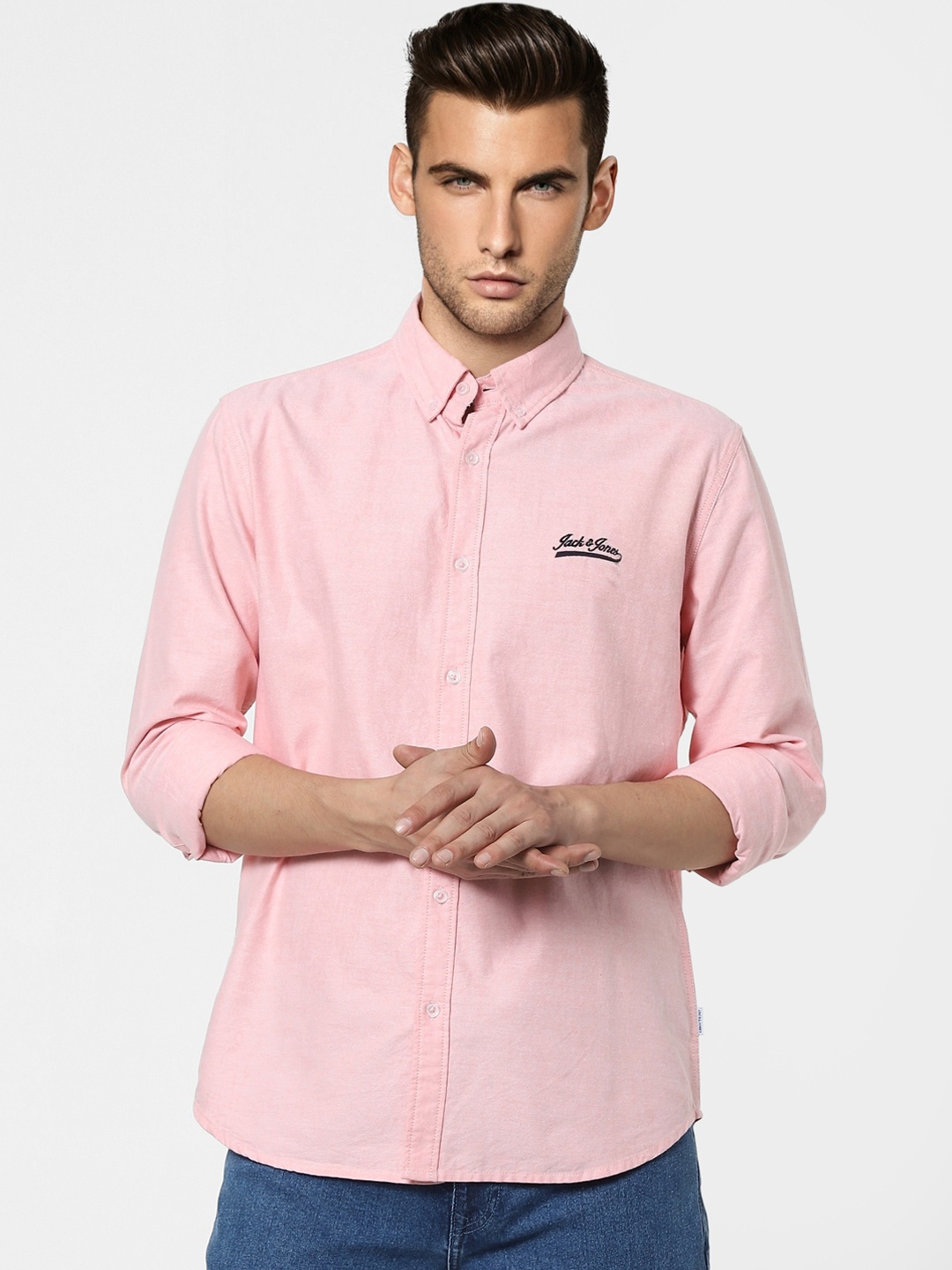 

Jack & Jones Men Pink Slim Fit Opaque Casual Shirt