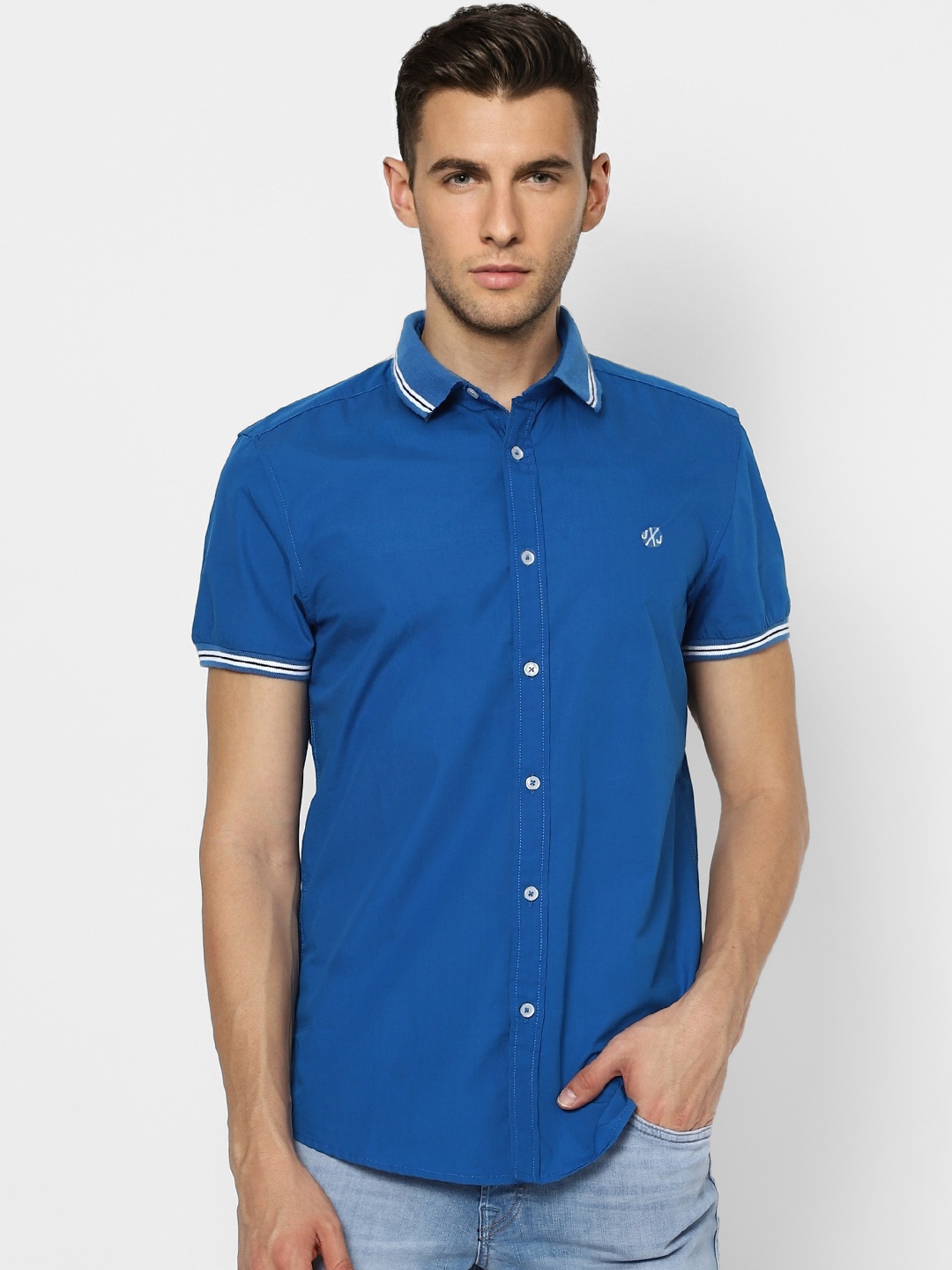 

Jack & Jones Men Blue Slim Fit Opaque Casual Shirt