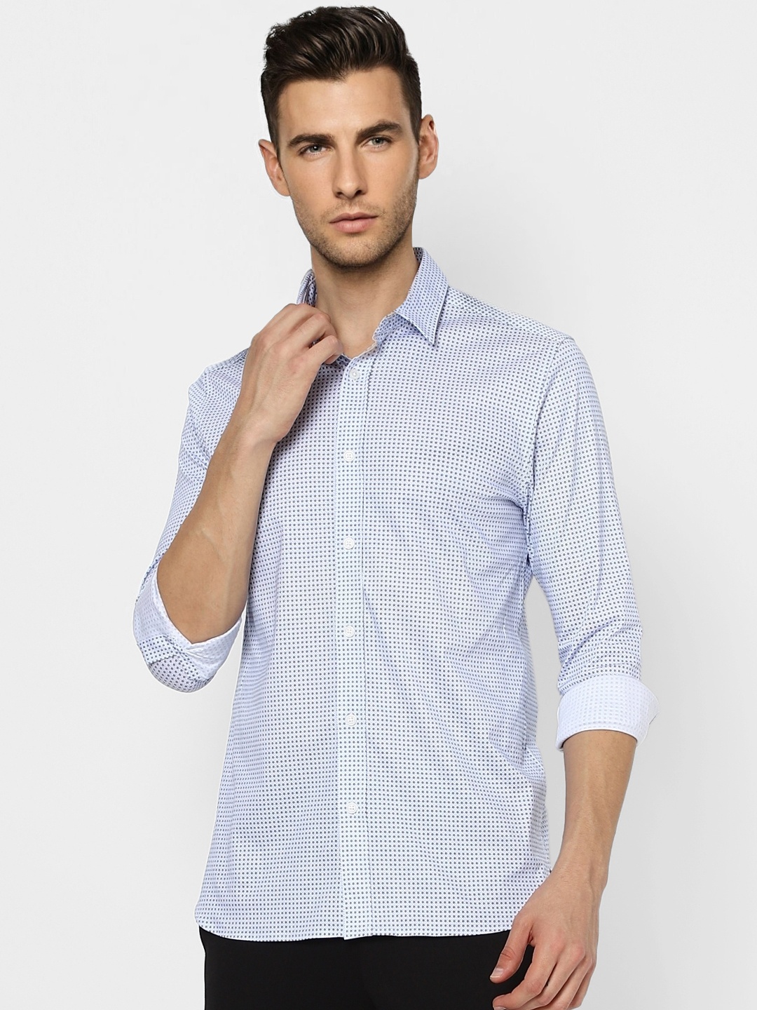 

Jack & Jones Men Blue Slim Fit Micro Checks Opaque Printed Casual Shirt