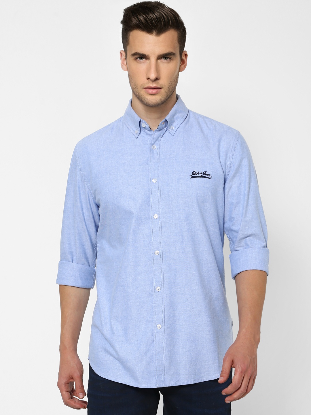 

Jack & Jones Men Blue Slim Fit Opaque Casual Shirt